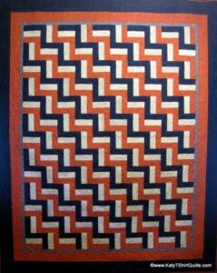 Signature Rail Fence Quilt - I made the squares to be signed at a wedding reception and then they were returned to me to complete the quilt. The white areas having signatures on them.
